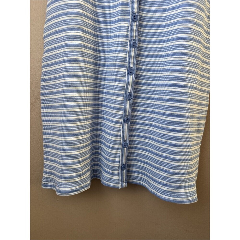 Wild Fable Blue White Striped Ribbed Button Tank Dress M NWT - Picture 5 of 7